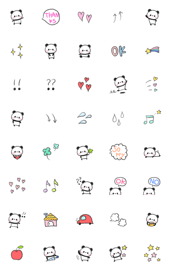 [LINE絵文字]ベビーパンダ♥鉛筆タッチの画像一覧