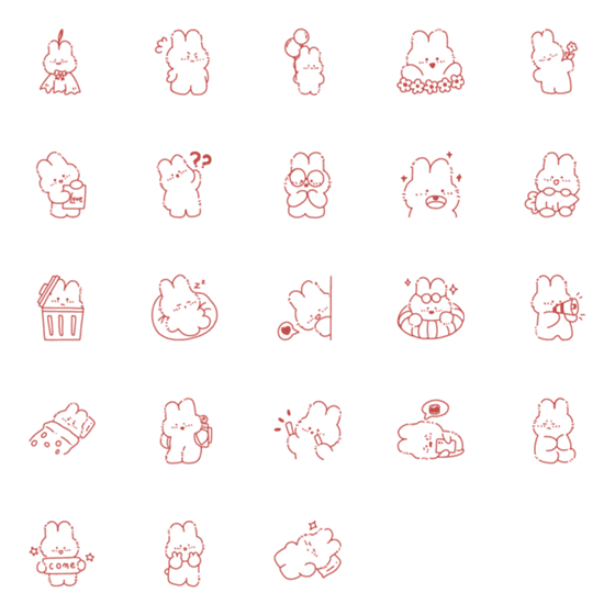 [LINE絵文字]Cute Red Bunnyの画像一覧