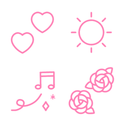 [LINE絵文字] ピンク好きのための絵文字(線画・基本)の画像
