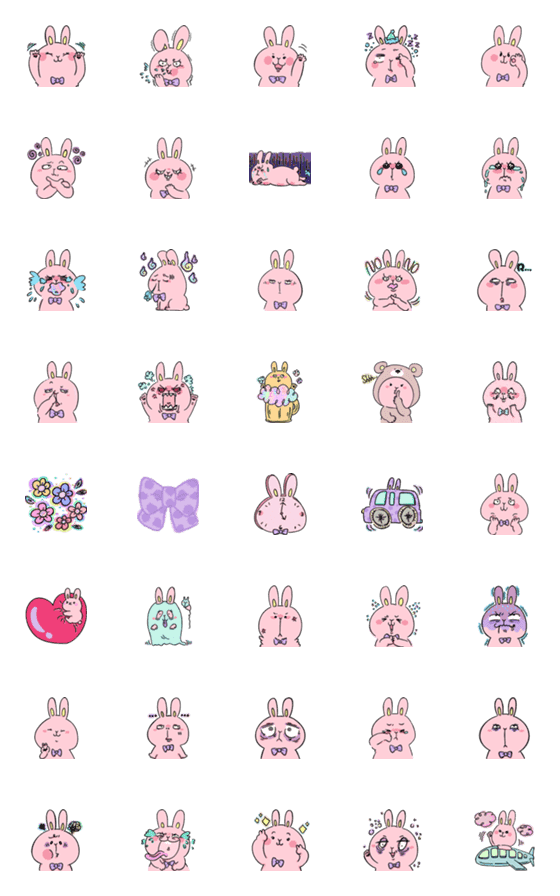 [LINE絵文字]tired face rabbitの画像一覧