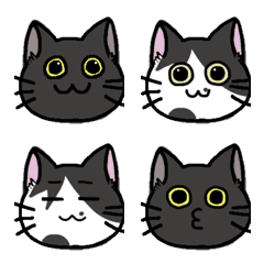 [LINE絵文字] 毎日使える！黒猫ぶち猫絵文字1の画像