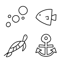 [LINE絵文字] シンプル・キュートな海の仲間たち絵文字の画像