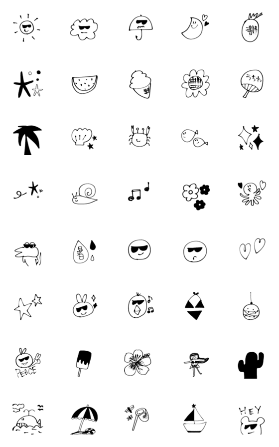 [LINE絵文字]夏の絵文字【BLACK】の画像一覧