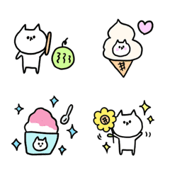 [LINE絵文字] 動くレッツゴー！ねこねこ 8 夏の絵文字の画像