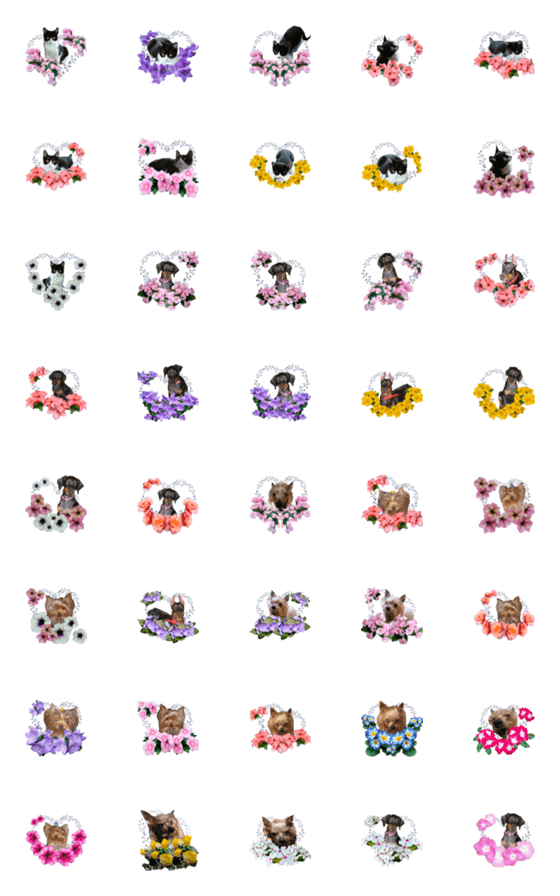 [LINE絵文字]Summer flower Dogの画像一覧