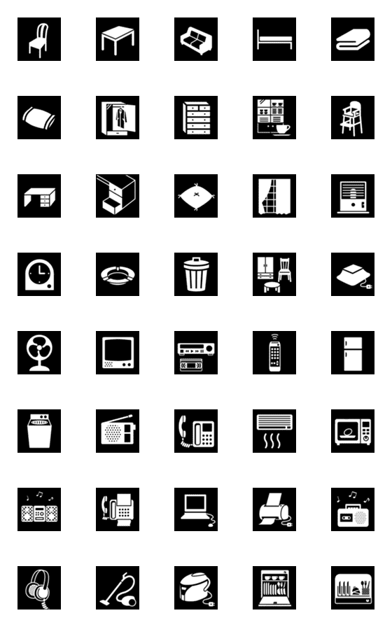 [LINE絵文字]ピクトグラム 家具・家電の画像一覧