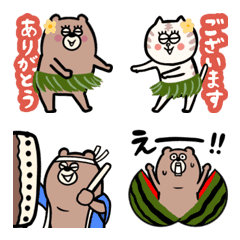 [LINE絵文字] 【動く】夏を楽しむ動物たちの絵文字の画像