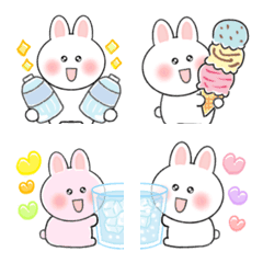 [LINE絵文字] 夏♡ゆるかわウサギ♡小さなスタンプの画像