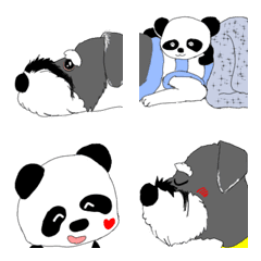 [LINE絵文字] Schnauzer and panda's mischievous  emojiの画像