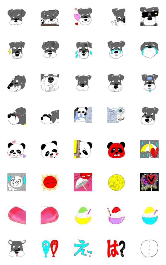 [LINE絵文字]Schnauzer and panda's mischievous  emojiの画像一覧