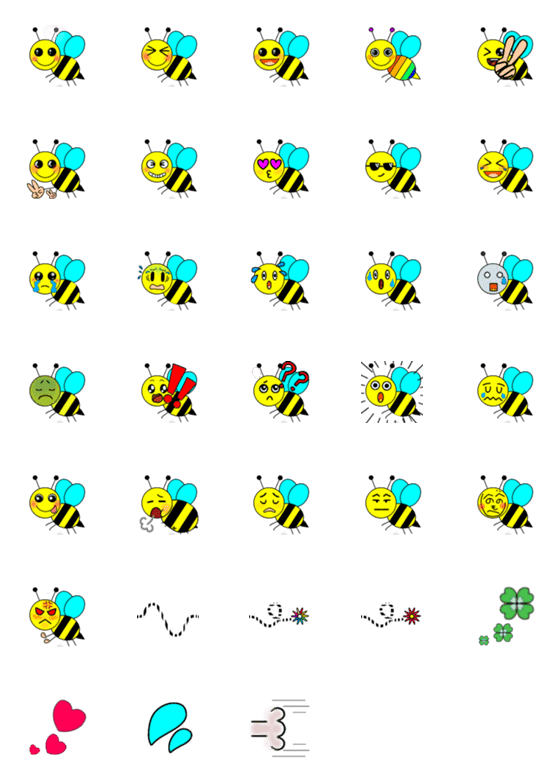 [LINE絵文字]カラフルはちさんの毎日使える絵文字の画像一覧
