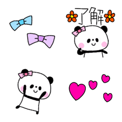 [LINE絵文字] りぼんLOVEパンダ♥の画像