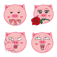 [LINE絵文字] Pink Pig Emoji Stickers2の画像
