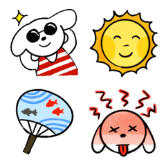 [LINE絵文字] Round face beagle Summer emojiの画像