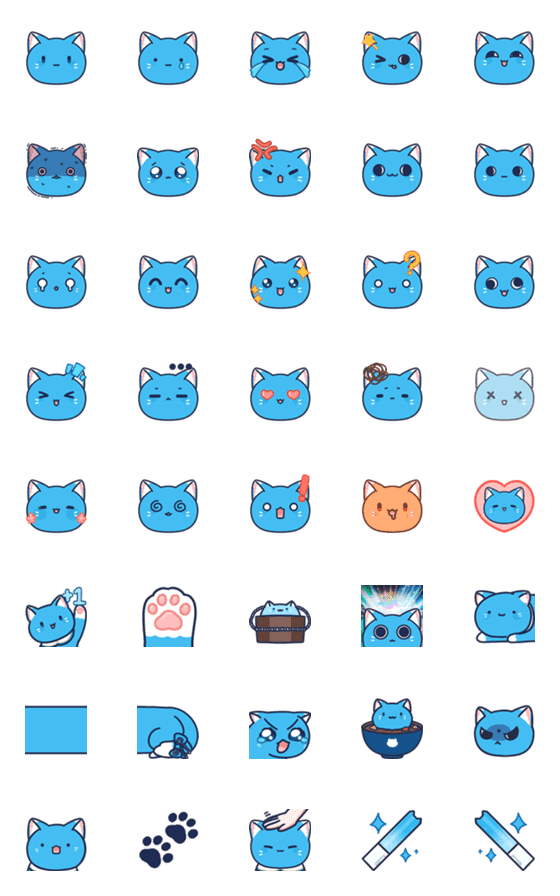 [LINE絵文字]Blue cat:MARU's face？の画像一覧