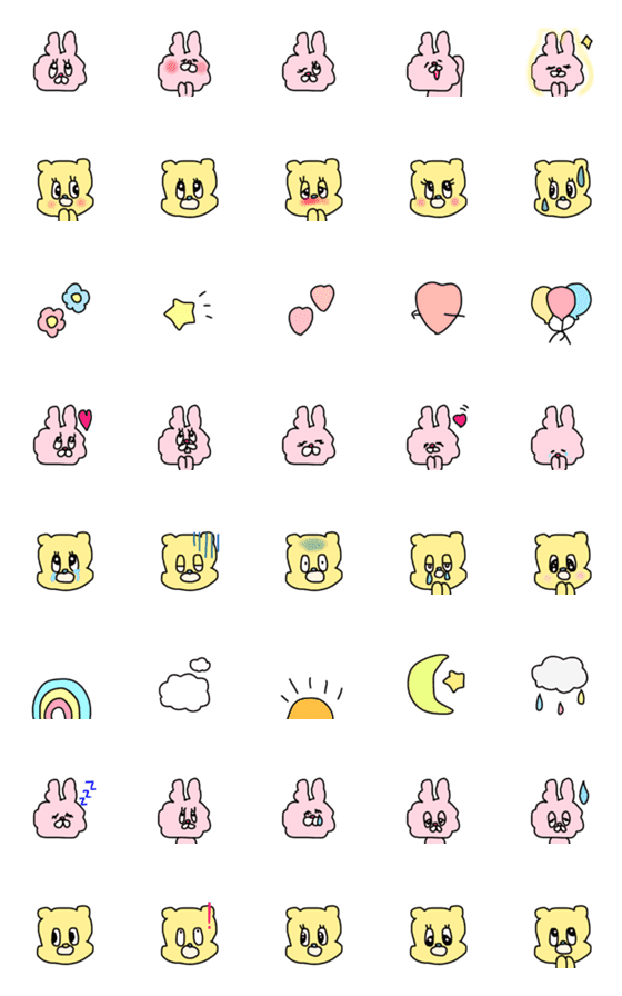 [LINE絵文字]＊＊cute bear rabbit＊＊の画像一覧