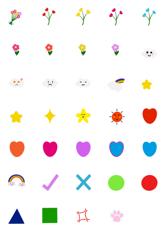 [LINE絵文字]Flowers and Rainbow in my heartの画像一覧