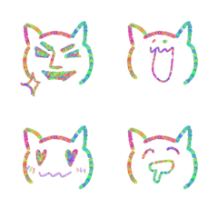 [LINE絵文字] Colorful Cat Emoji Faceの画像