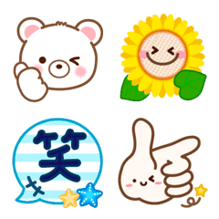 [LINE絵文字] 大人シンプルな夏盛り沢山♪見やすい絵文字の画像