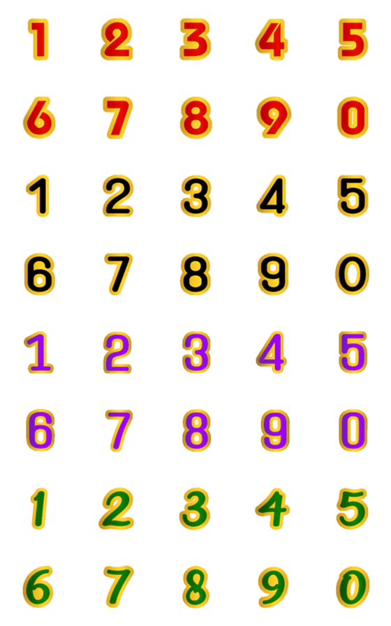 [LINE絵文字]Number classic colour gold emojiの画像一覧