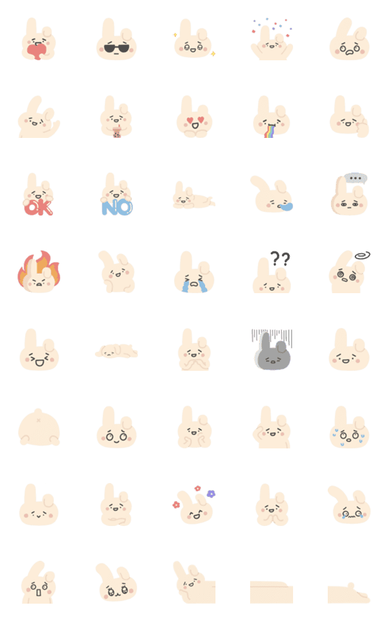 [LINE絵文字]Cute chubby bunny emojiの画像一覧