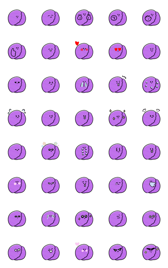 [LINE絵文字]シンプル 紫キャベツ 日常会話の画像一覧