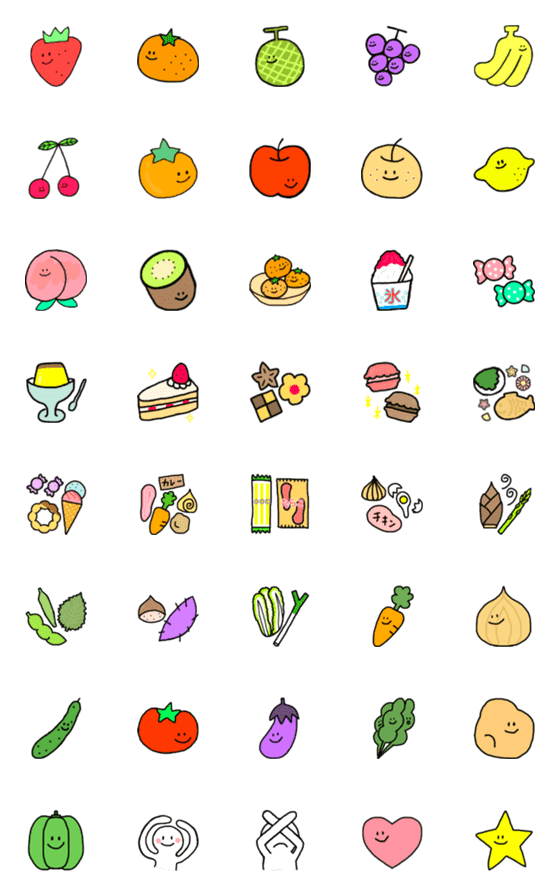 [LINE絵文字]くだものやさいおかしでえがおに【修正版】の画像一覧