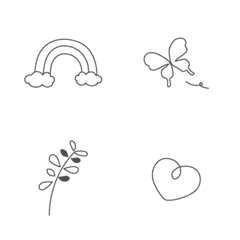 シンプル ゆるかわ 白黒 手書き絵文字1の絵文字メイン画像