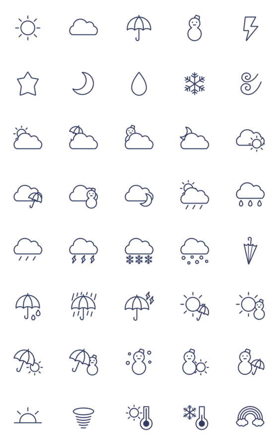 [LINE絵文字]天気★シンプルな線画絵文字の画像一覧