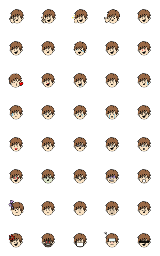 [LINE絵文字]男子の絵文字（茶髪ミディアムA）の画像一覧