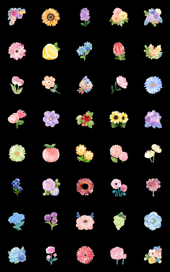 [LINE絵文字]動く＊水彩のお花＊jardin de fleursの画像一覧