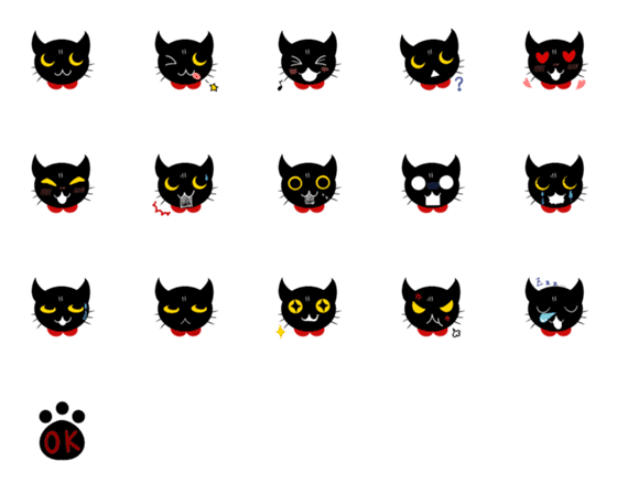 [LINE絵文字]黒猫唄の絵文字の画像一覧