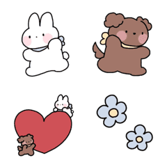 [LINE絵文字] こうさぎとこいぬのえもじ！の画像