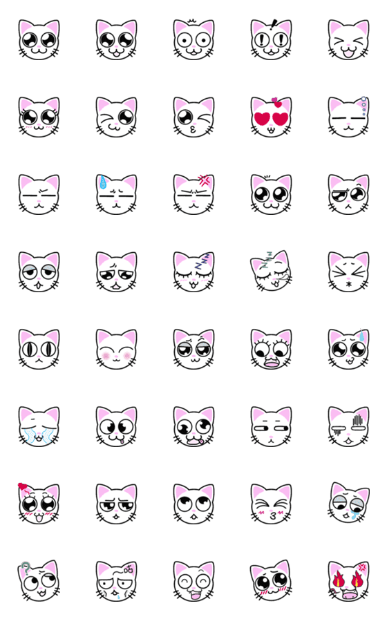 [LINE絵文字]little little white catの画像一覧