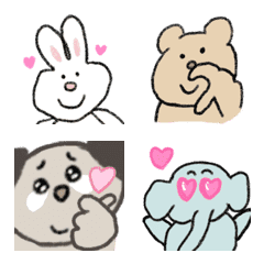 [LINE絵文字] 動く♡♡かわいい手書きの動物たちの絵文字の画像