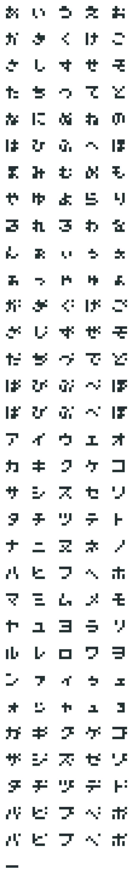 [LINE絵文字]ドット文字 5x5 ひらがな＆カタカナの画像一覧