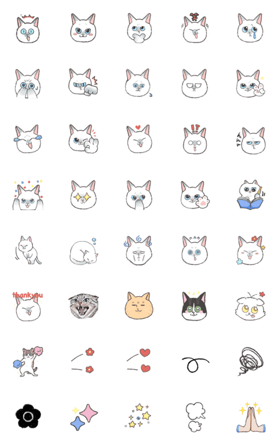 [LINE絵文字]猫の表情絵文字の画像一覧