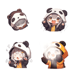 [LINE絵文字] パンダ服着るガールの画像
