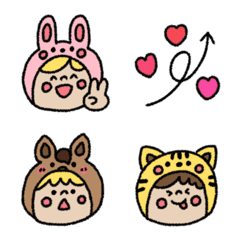 [LINE絵文字] 可愛い動物かぶりの画像