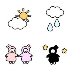 [LINE絵文字] 天気 雫 うさぎ 小さい ♥ 動く 絵文字の画像