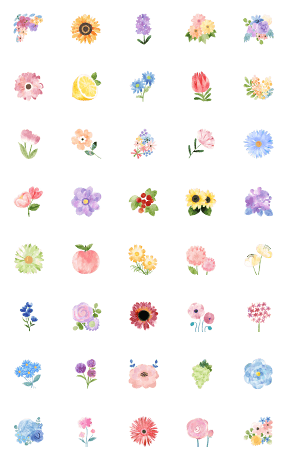 [LINE絵文字]水彩のお花＊jardin de fleursの画像一覧