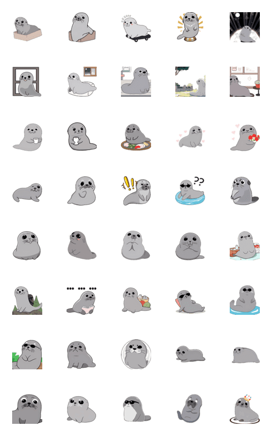 [LINE絵文字]fur_seal_activity(2023 LET'S DRAW)の画像一覧