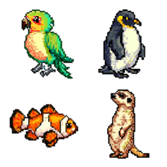 [LINE絵文字] 動物いろいろ〇かわいいピクセルアートの画像