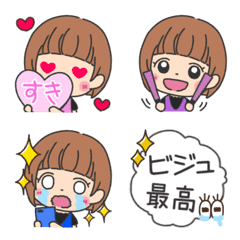 [LINE絵文字] 推し活ガール【ピンク色、紫色、青色編】の画像