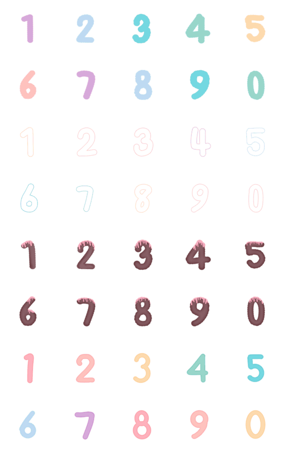 [LINE絵文字]Pastel number rainbowの画像一覧