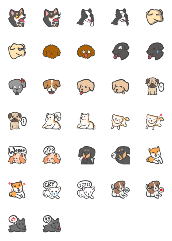 [LINE絵文字]Cute Dog's EMOJIの画像一覧