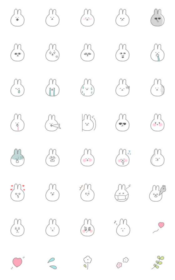 [LINE絵文字]ゆるいうさぎの絵文字です2の画像一覧