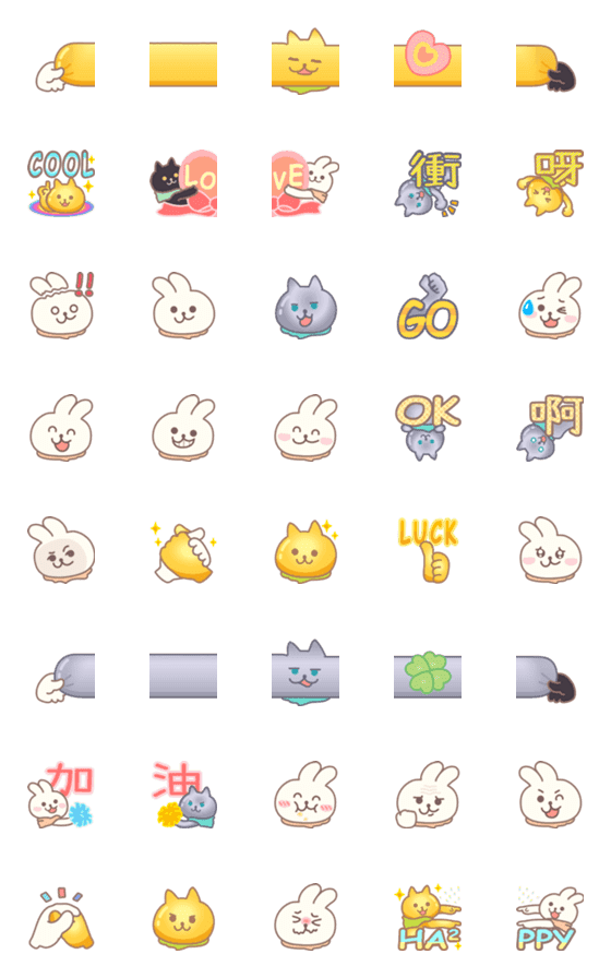 [LINE絵文字]Labico*Rabbits ＆ golden cat ＆ silver catの画像一覧