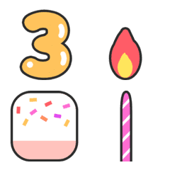 [LINE絵文字] お誕生日おめでとう ♥ ABC 123 英語 数字の画像