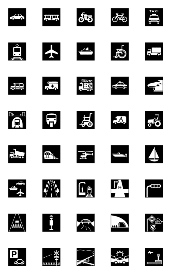 [LINE絵文字]ピクトグラム 乗り物・交通【修正版】の画像一覧